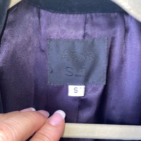 Anna Sui Vintage1990s Womens Waistcoat Size Small Black Velvet Victorian - Picture 3 of 11